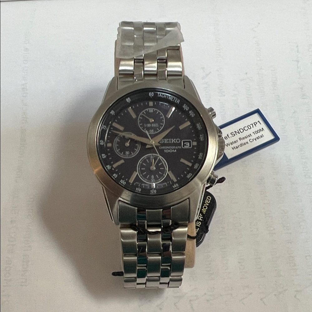 Seiko 10 Bar, Silver and Blue Chronograph w/Date, Men's Watch